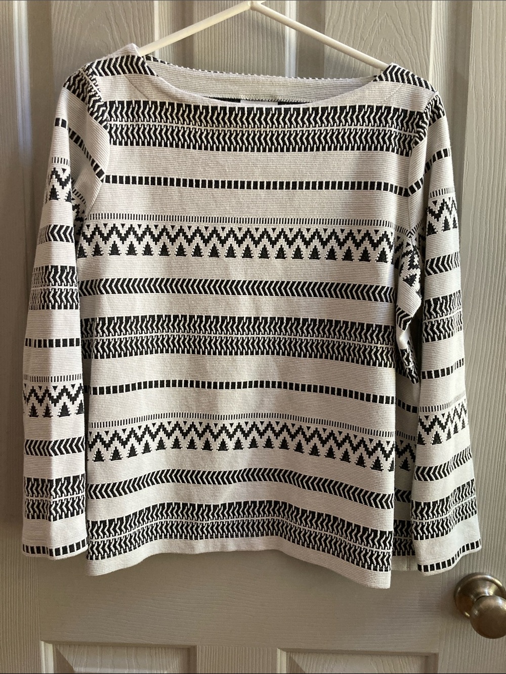 VGUC J. Jill Black/White Striped Knit Top